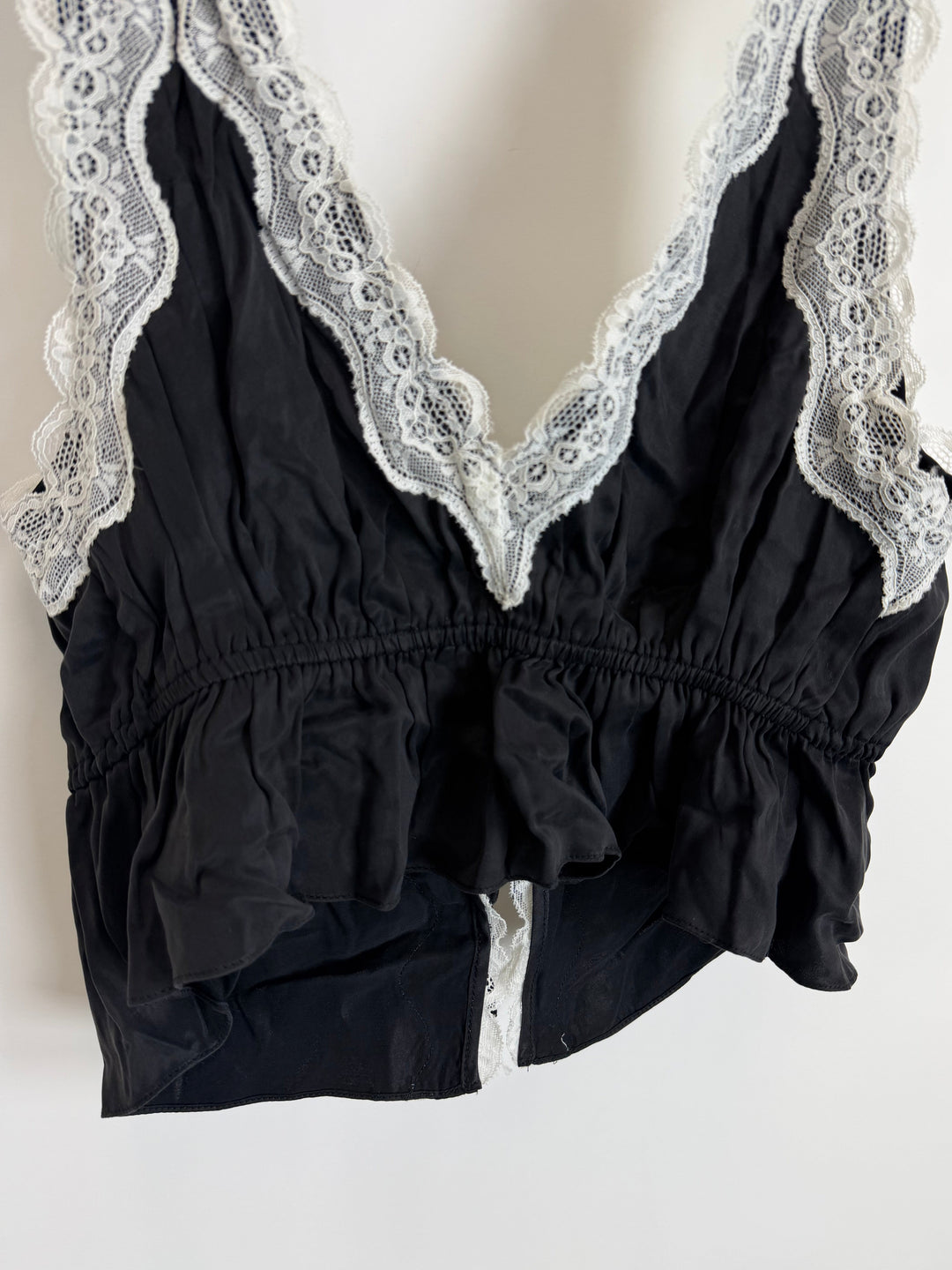 Black and white lace tie blouse - 0/2 and 2/4