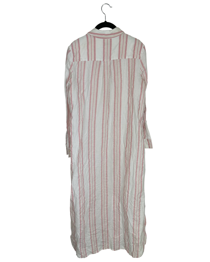 White Striped Shirt Dress - Size 4/6