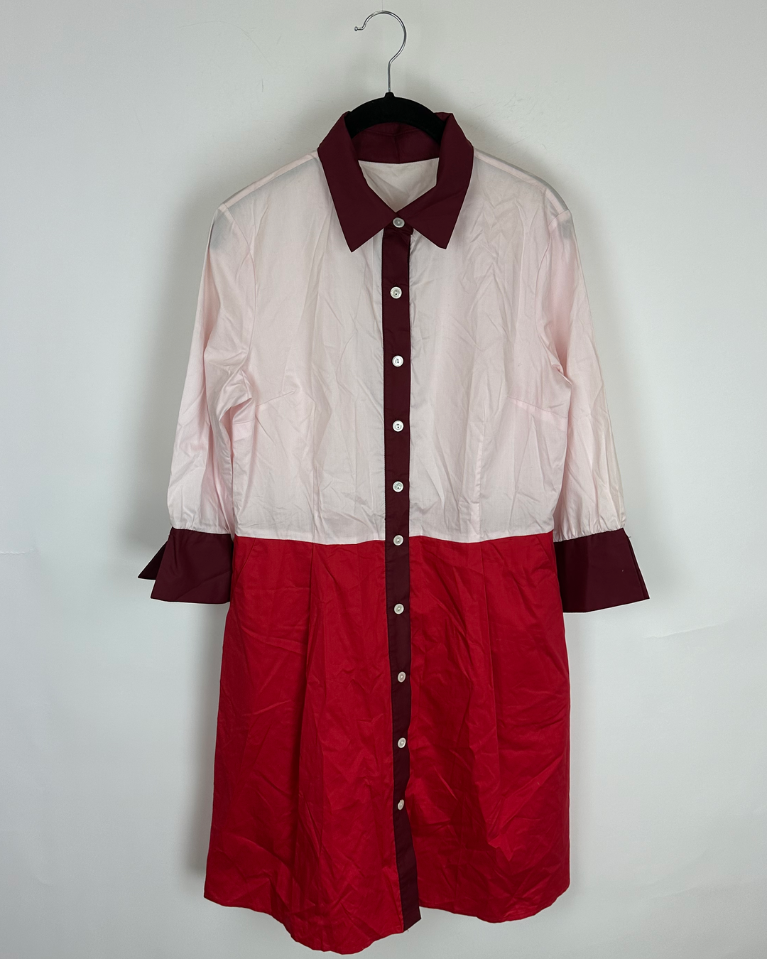 Pink Color Block Shirt Dress - Size 4/6