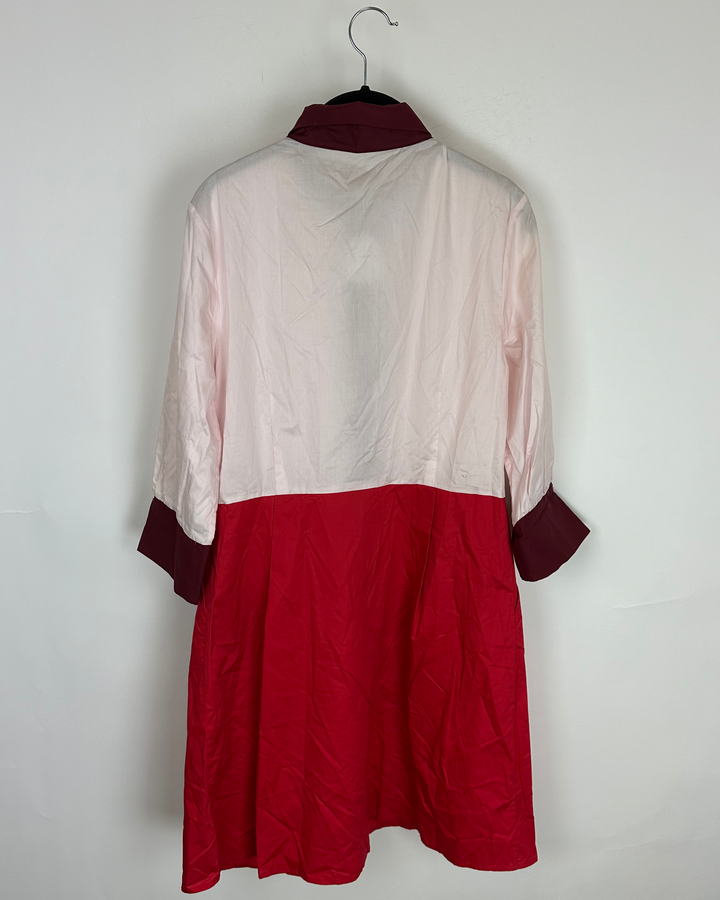 Pink Color Block Shirt Dress - Size 4/6