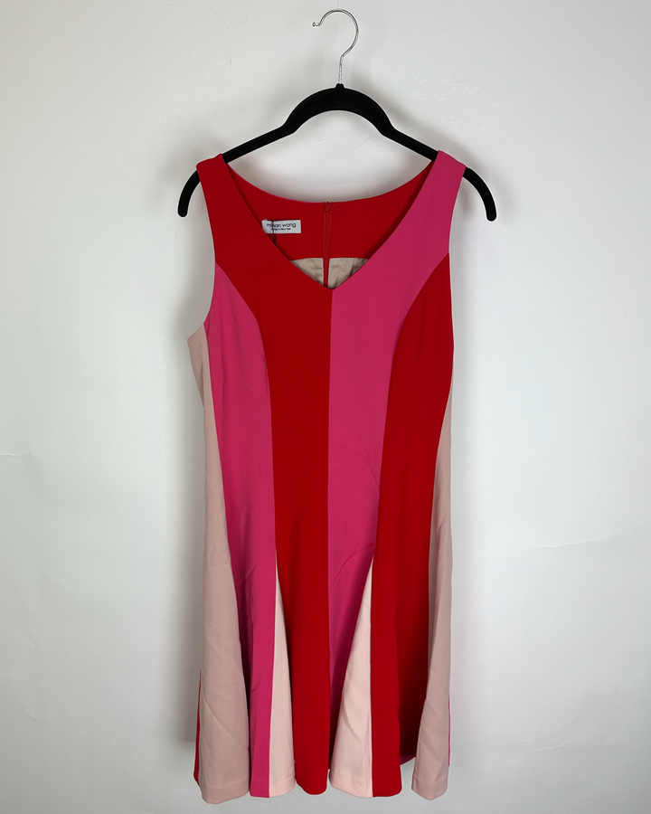 Pink Striped Godet Dress - Size 6/8