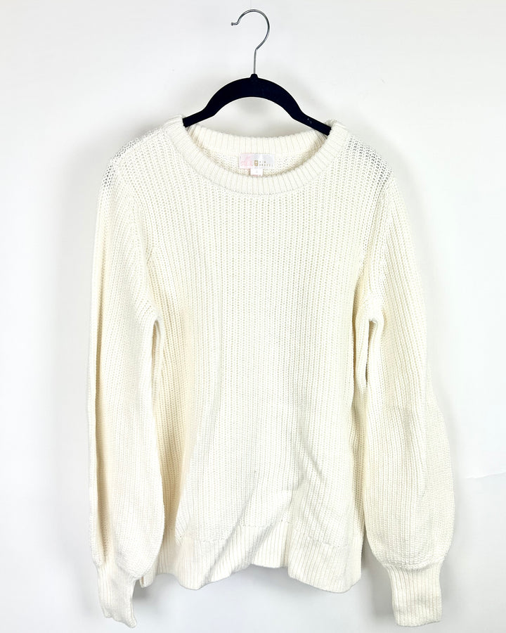 Cream Ribbed Knit Sweater- Size 6/8