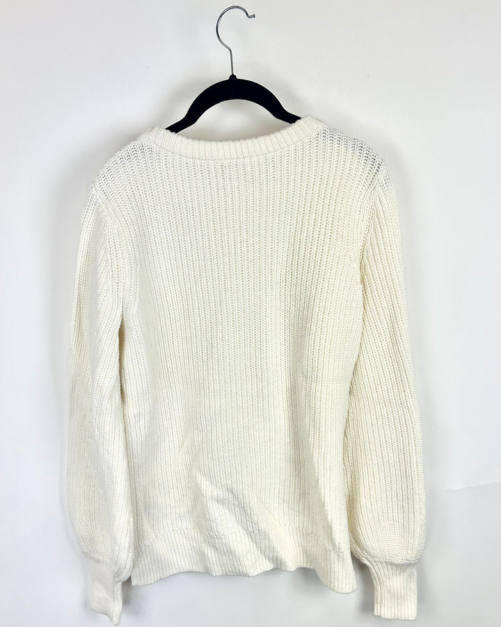 Cream Ribbed Knit Sweater- Size 6/8
