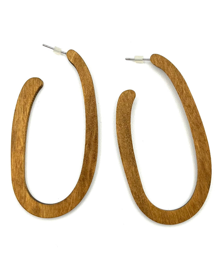 Dark Brown Wood Oversized Earrings