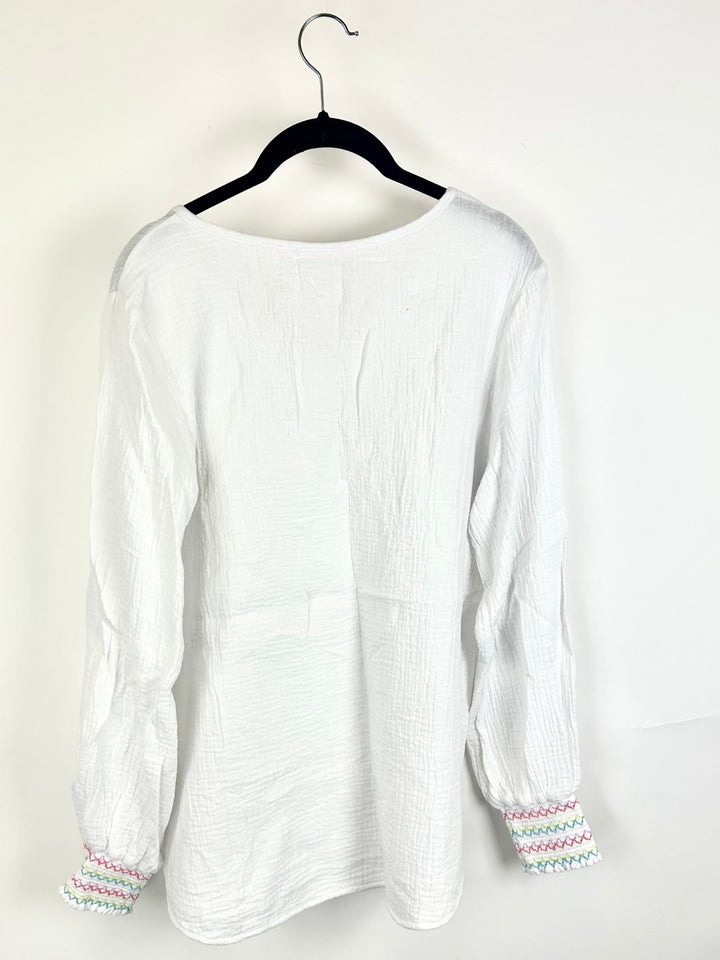 White Beach Beaded Hoodie Top- Size 6/8