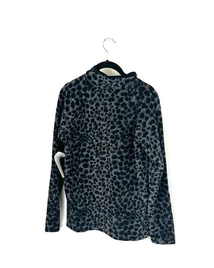 Black and Gray Fleece Top - Extra Small