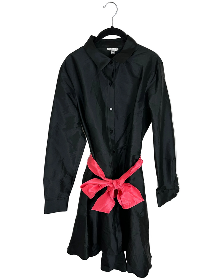 Black and Pink Ribbon Smock Dress - Size 10/12