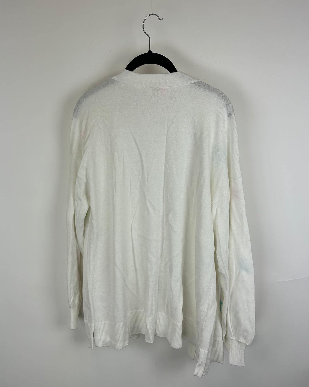 White Knit Star Printed Cardigan - Size 6/8