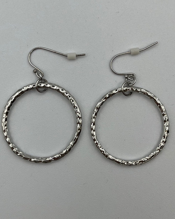 Silver Texture Hoop Earrings