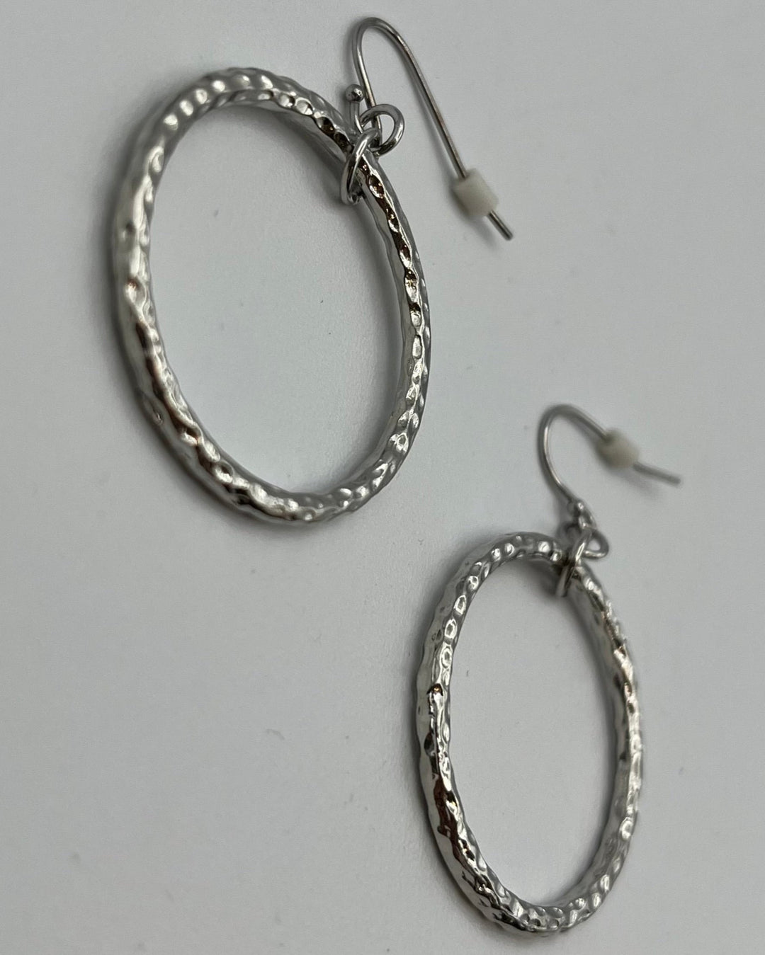 Silver Texture Hoop Earrings