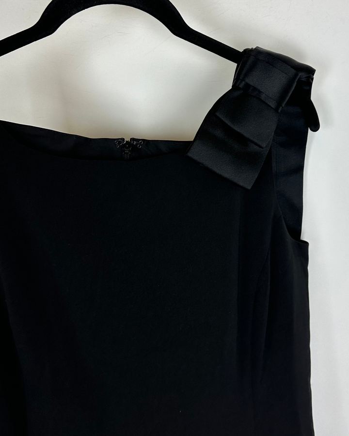 Midnight Black Ribbon Shift Dress - Size 4/6