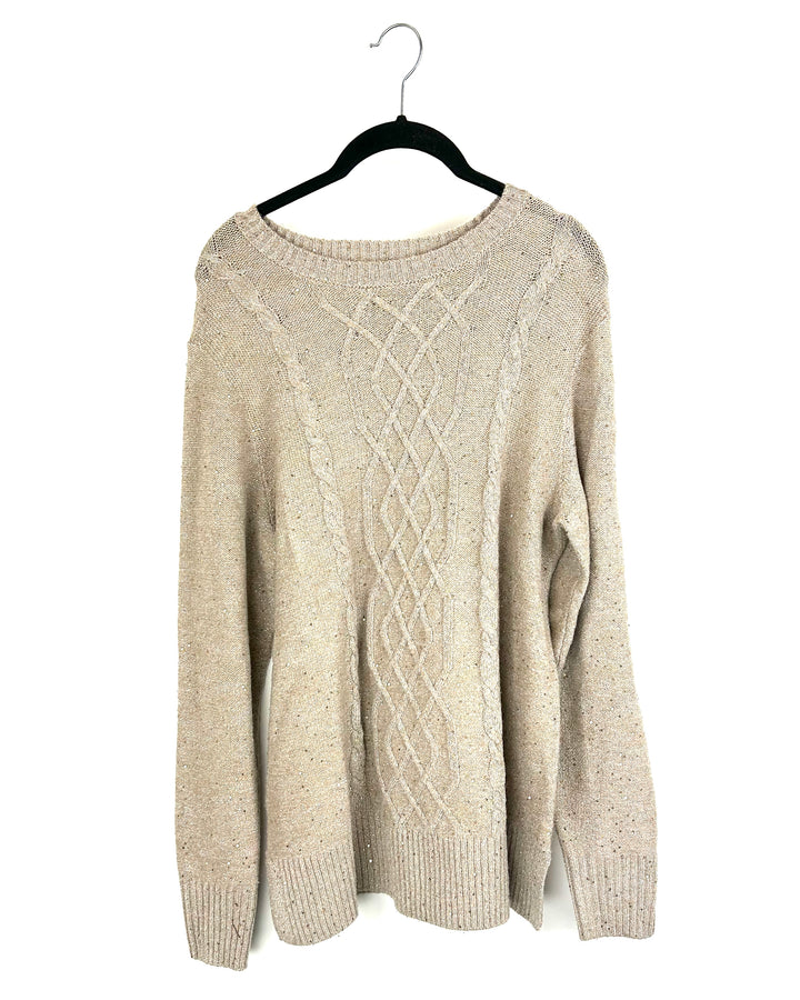 Light Brown Tassel and Sequin Sweater - Size 6/8