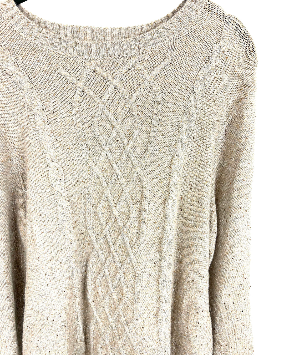 Light Brown Tassel and Sequin Sweater - Size 6/8