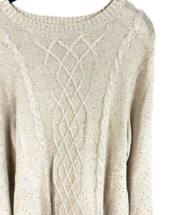 Light Brown Tassel and Sequin Sweater - Size 6/8