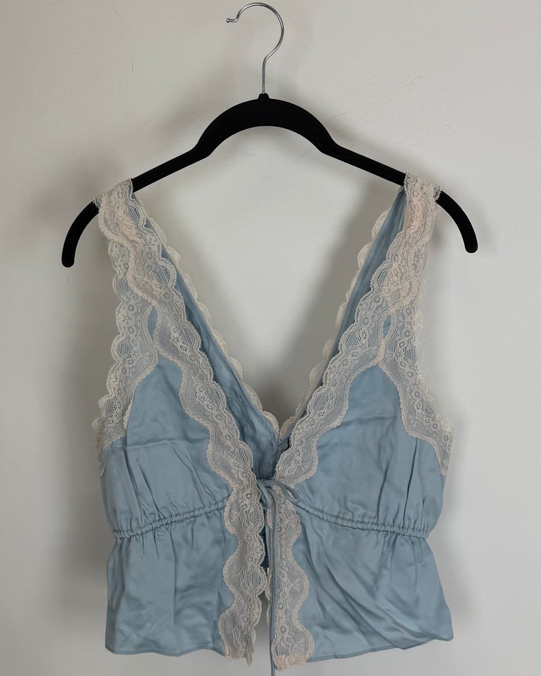 Powder Blue Lace Tie Front Top - Size 0/2, 2/4