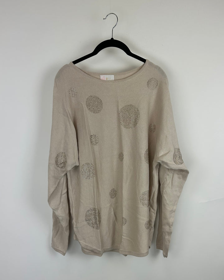 Light Brown Rhinestone Sweater - Size 6/8
