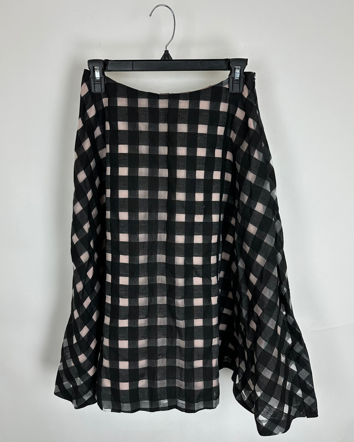 Black Gingham A-Line Skirt - Size 0/2