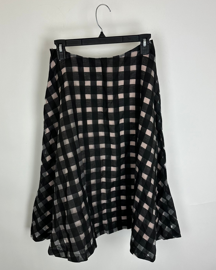 Black Gingham A-Line Skirt - Size 0/2