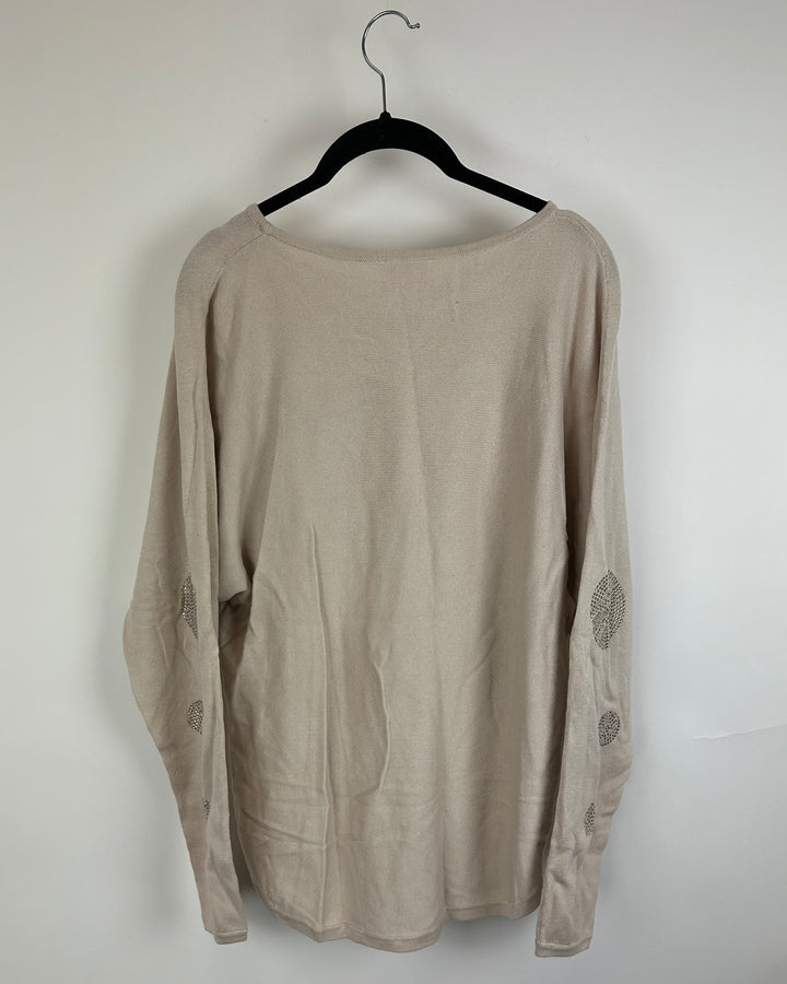 Light Brown Rhinestone Sweater - Size 6/8