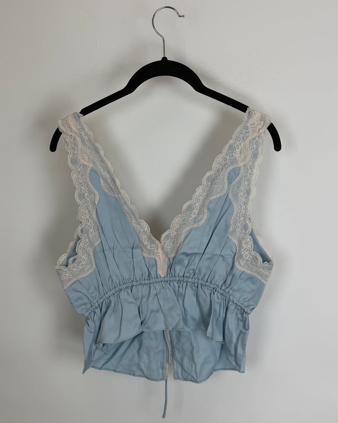 Powder Blue Lace Tie Front Top - Size 0/2, 2/4