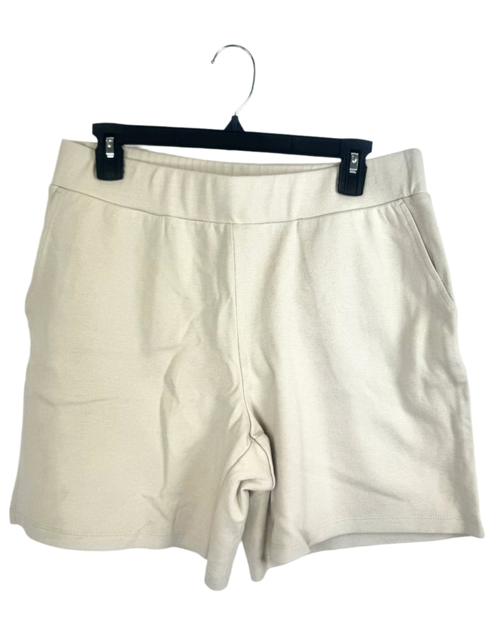 Soft Beige Everyday Sweat Shorts- Size 6/8