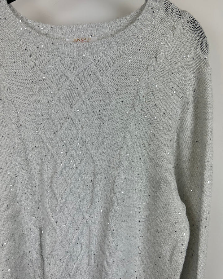Light Gray Tassel and Sequin Sweater - Size 6/8