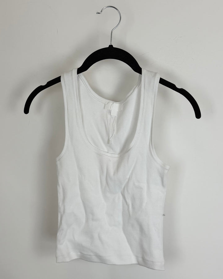 White Ribbed Tank - Size 0/2