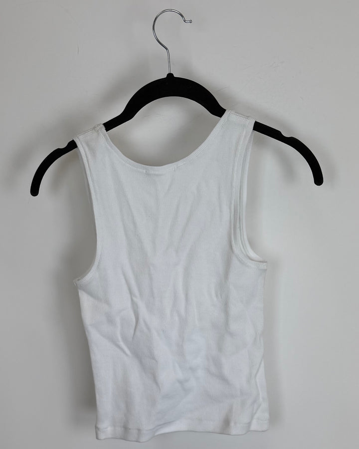 White Ribbed Tank - Size 0/2