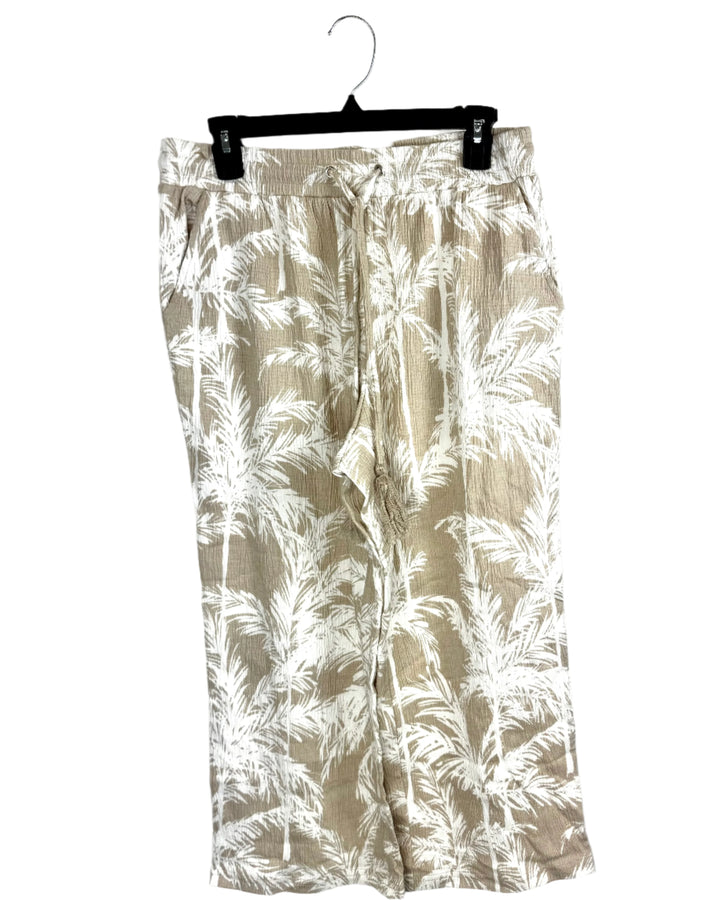 Sandstone Palm Tree Lightweight Stretch Pants- Size 4