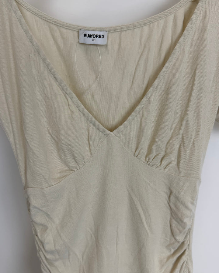 Cream Ruched Top - Size 0/2