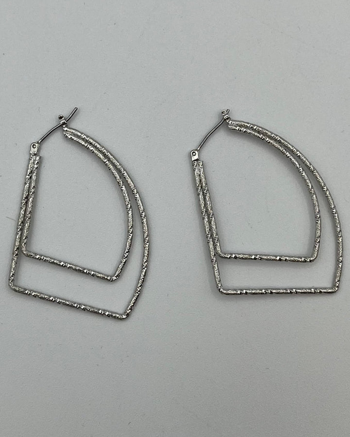 Silver Abstract Hoop Earrings