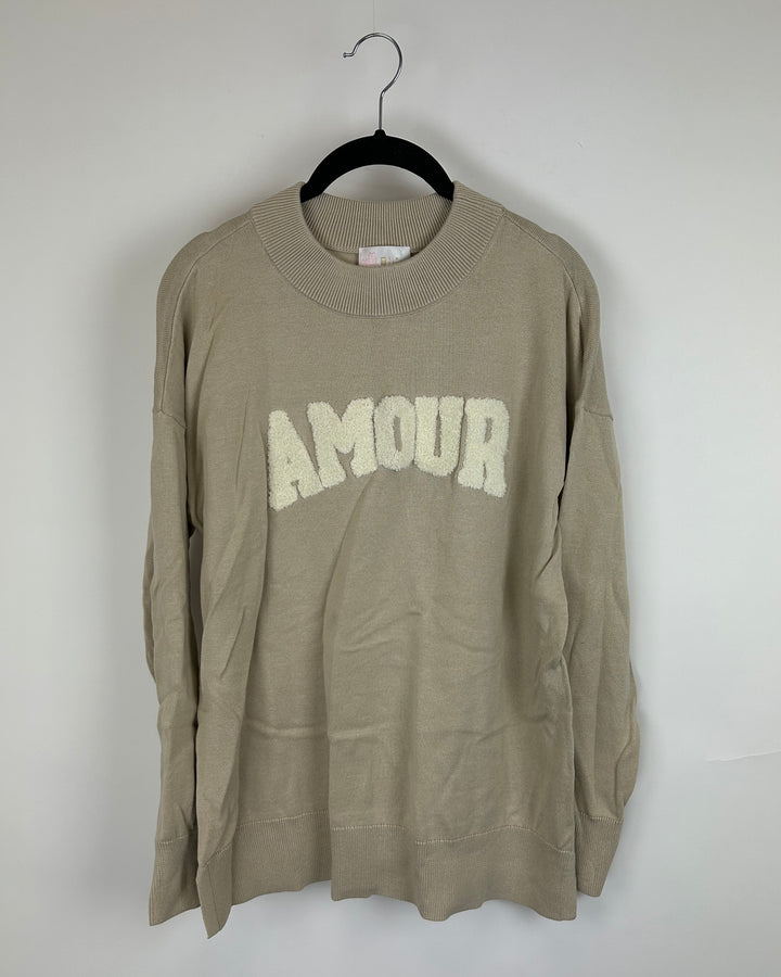 Beige "Amour" Knit Sweater - Size 6/8