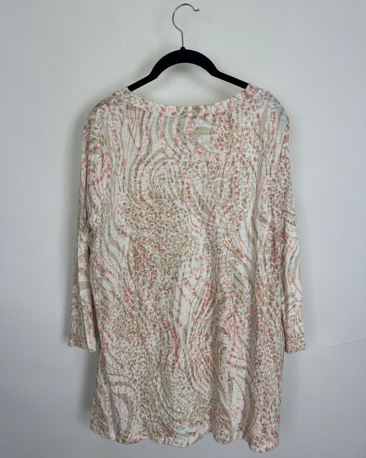 Beige & Light Pink Cheetah Top - Size 14/16
