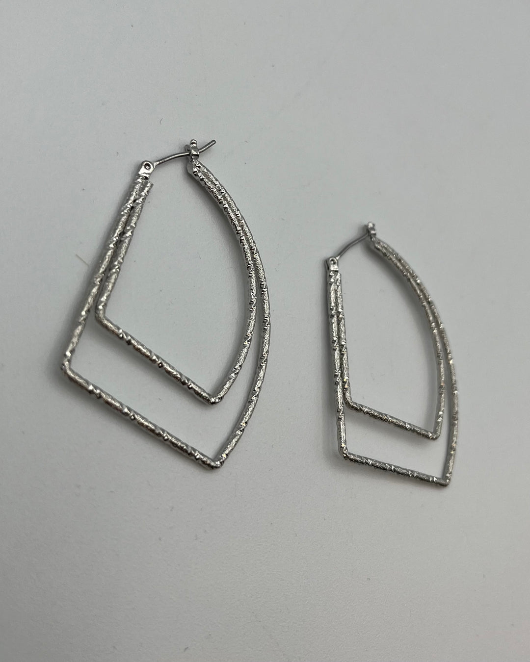 Silver Abstract Hoop Earrings
