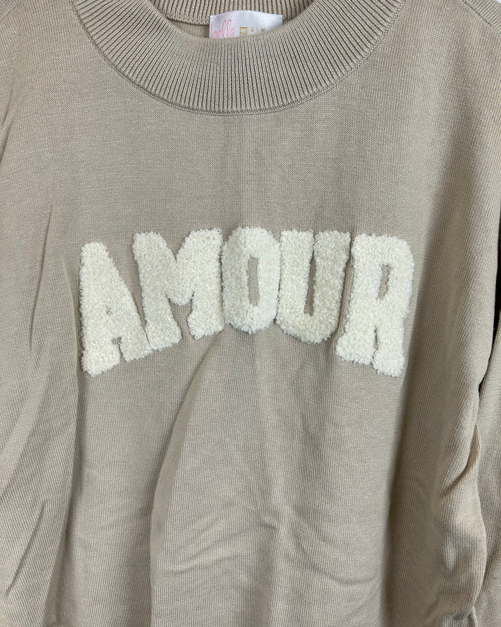 Beige "Amour" Knit Sweater - Size 6/8