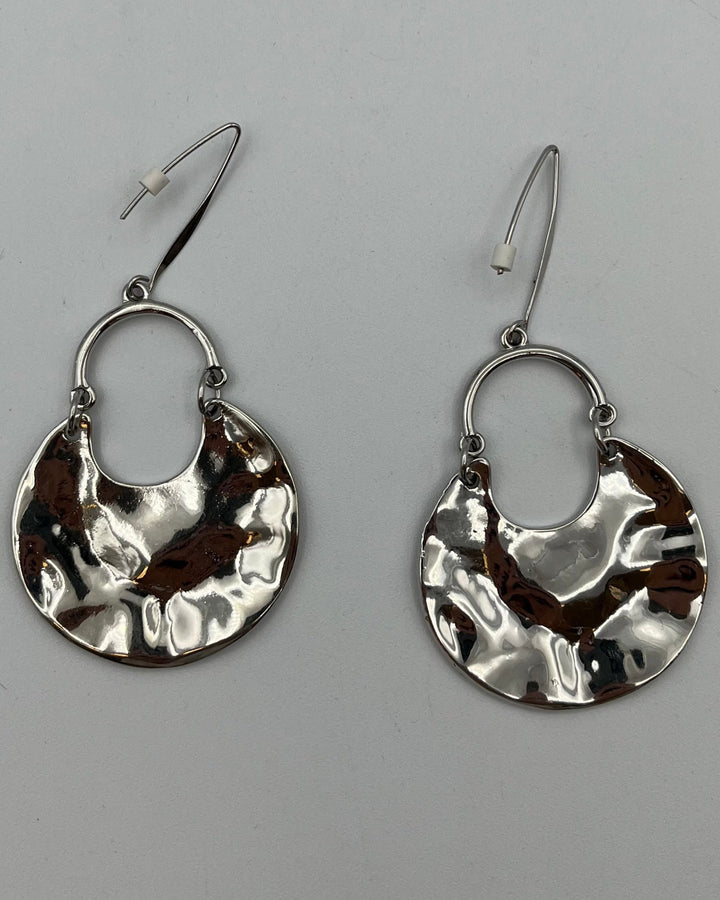 Texture Flat Silver Earrings