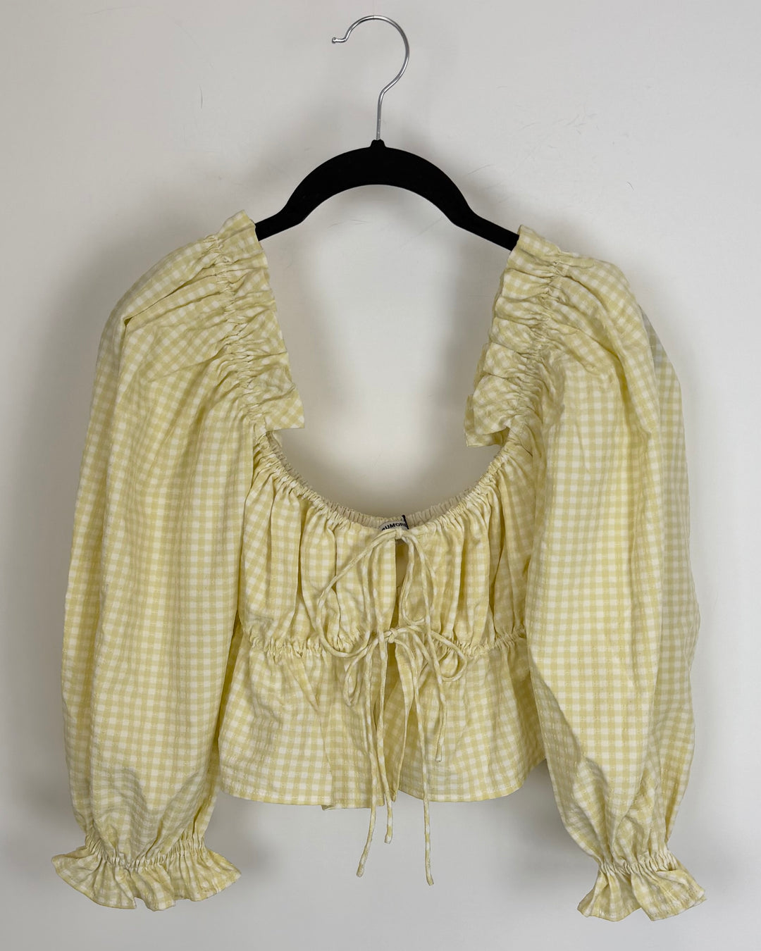 Yellow Gingham Puffed Sleeve Top - Size 0/2 and 2/4