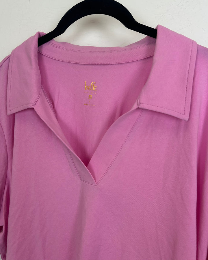 Hot Pink V-Neck Collar Top - Size 14/16