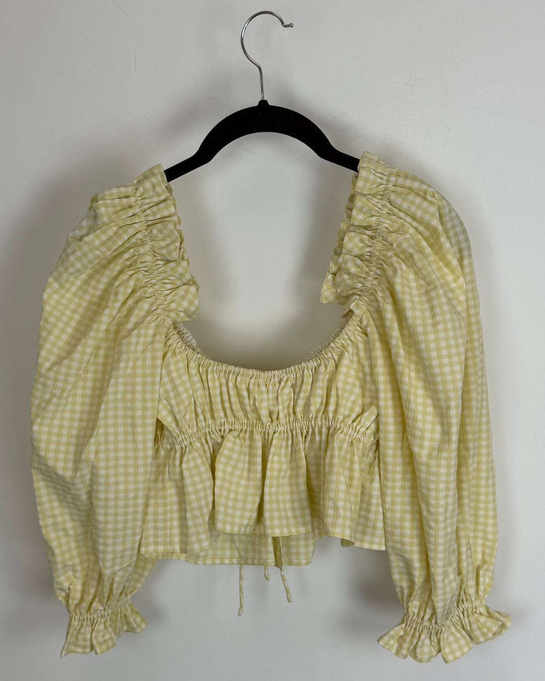 Yellow Gingham Puffed Sleeve Top - Size 0/2 and 2/4