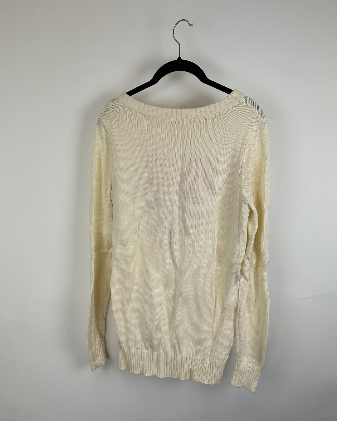 Cream and Pink Heart Knit Sweater - Size 6/8