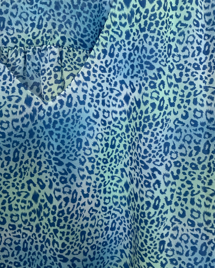 Capri Blue Leopard Print Blouse - Size 14/16