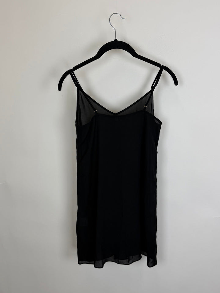 Black Flowy V-Neck Top - 0/2, 2/4