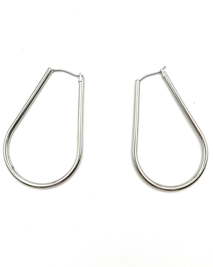 Silver U Shaped Hoop Earrings