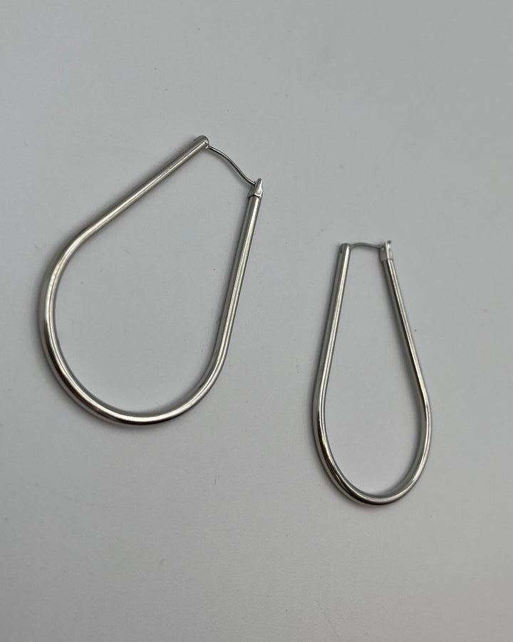 Silver U Shaped Hoop Earrings