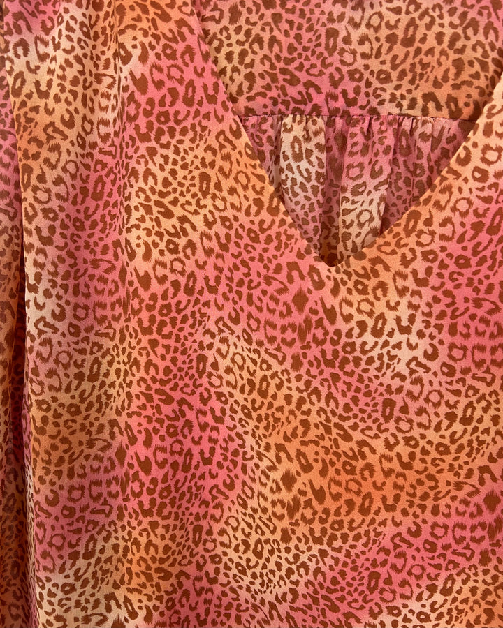 Sherbet Orange Leopard Print Blouse - Size 14/16