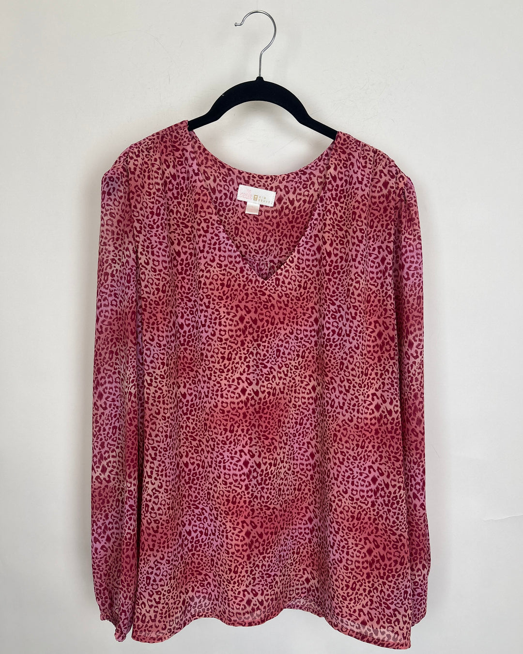 Strawberry Pink Leopard Print Blouse - Size 14/16