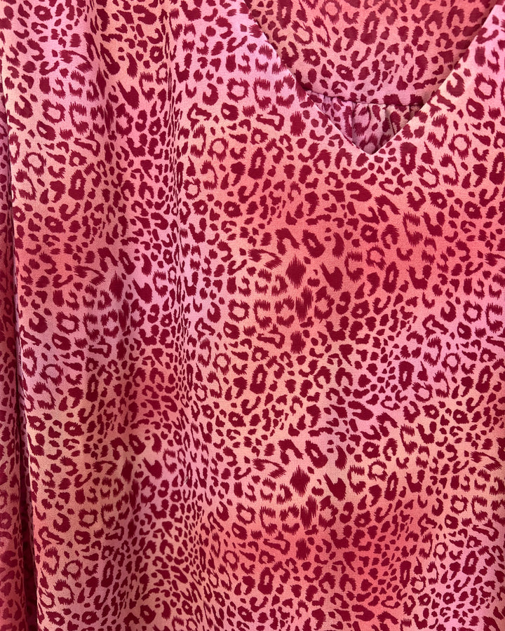 Strawberry Pink Leopard Print Blouse - Size 14/16