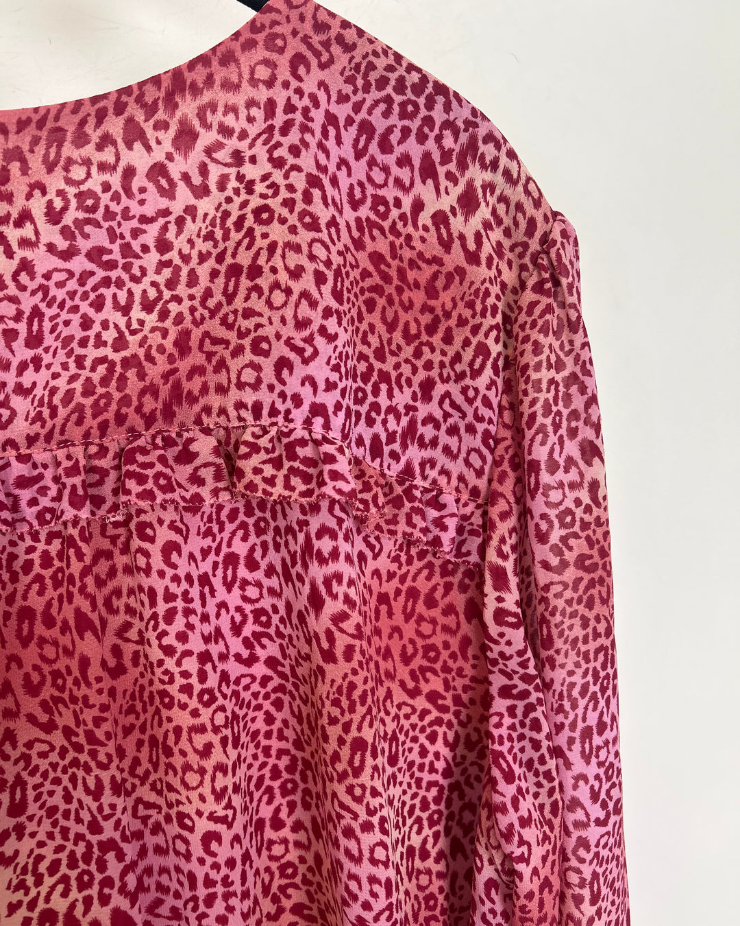Strawberry Pink Leopard Print Blouse - Size 14/16