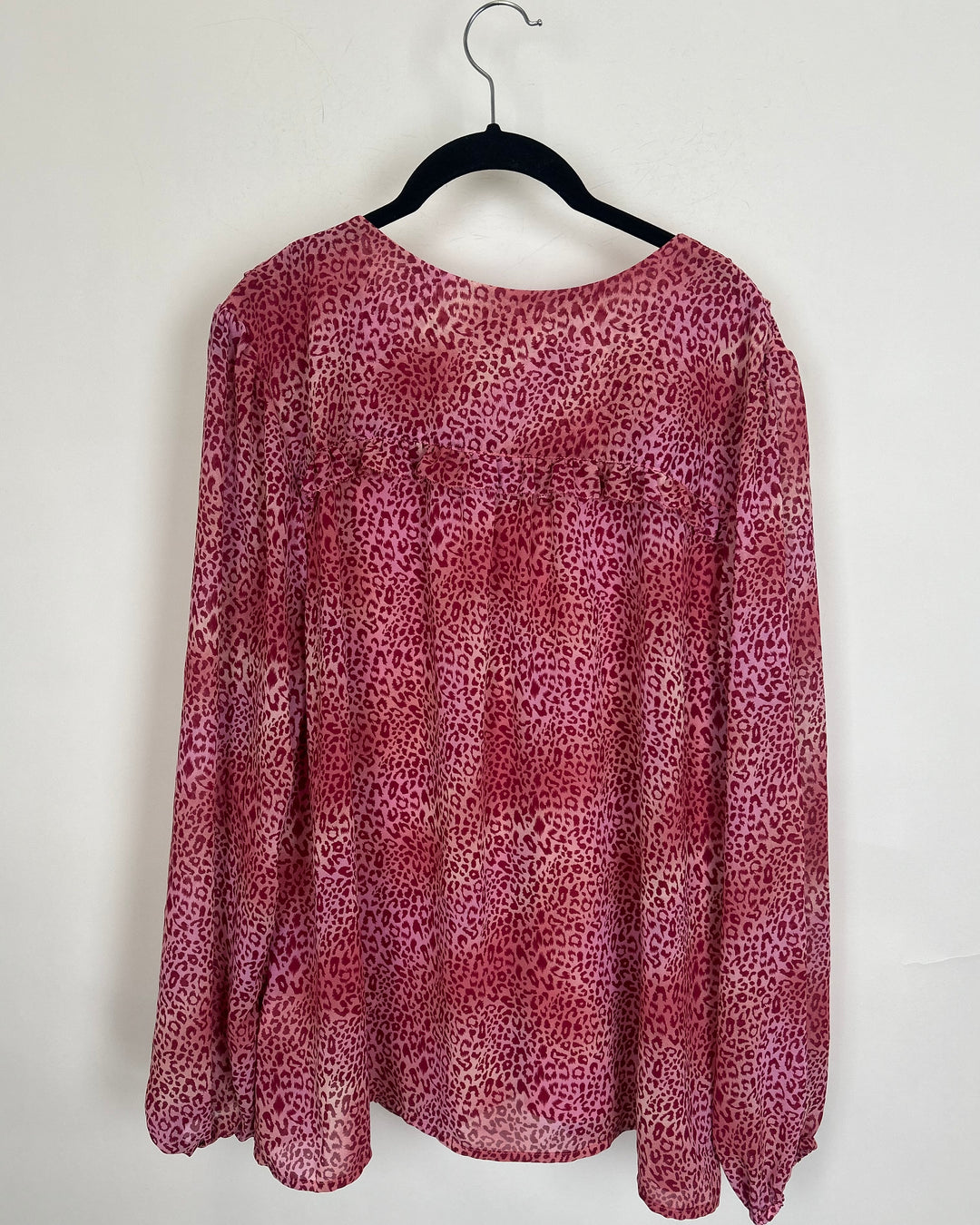 Strawberry Pink Leopard Print Blouse - Size 14/16