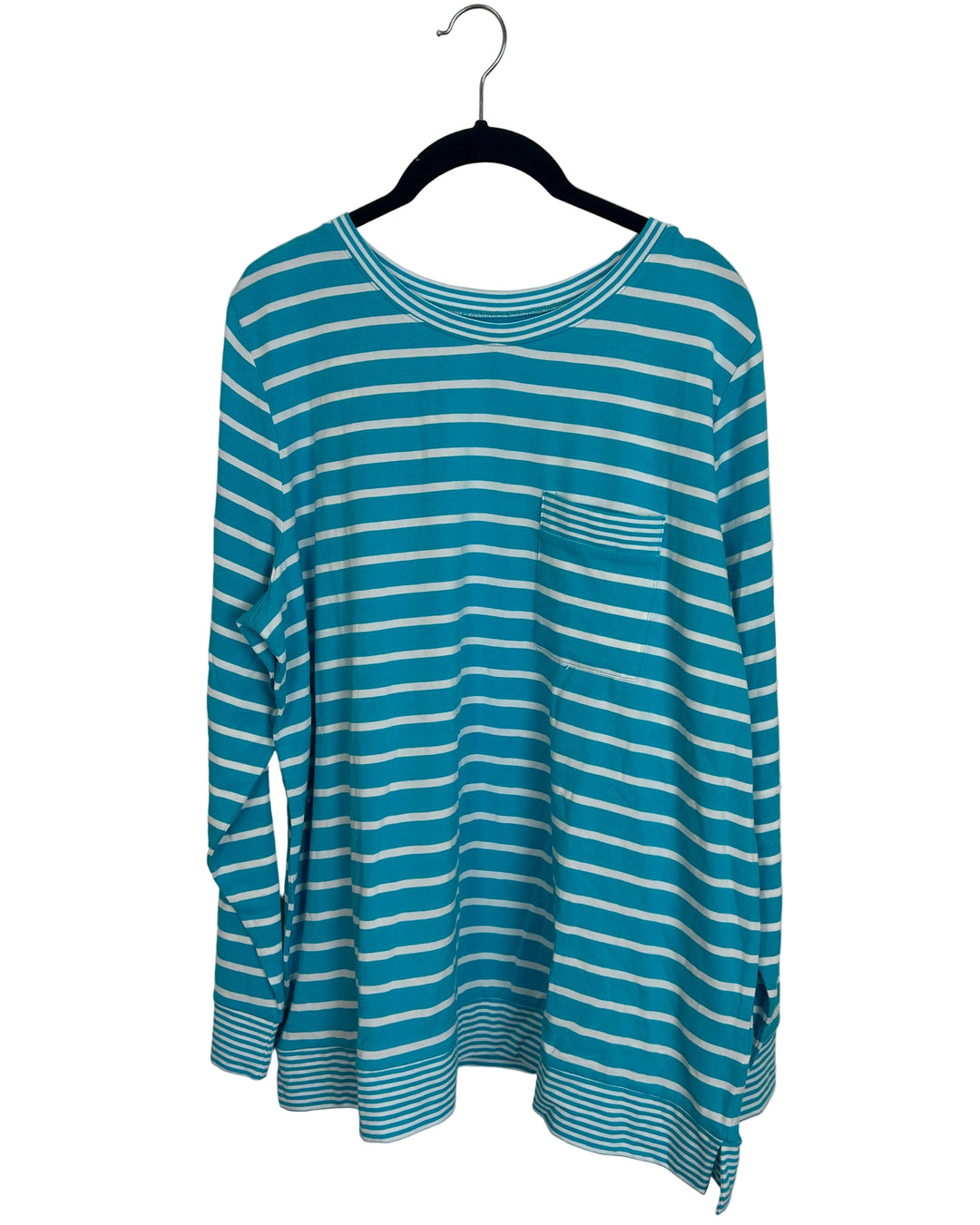 Beach Blue Striped Long Sleeve Top - Size 14/16
